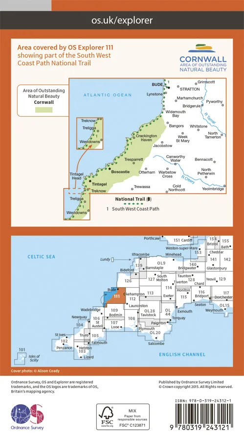 OS Explorer - 111 - Bude, Boscastle & Tintagel - Image 2
