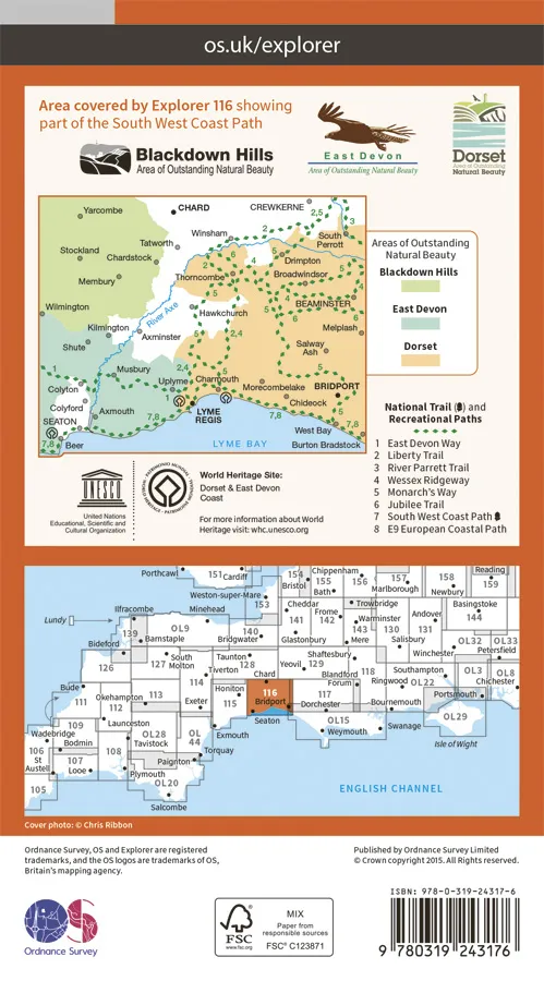 OS Explorer - 116 - Lyme Regis & Bridport - Image 2