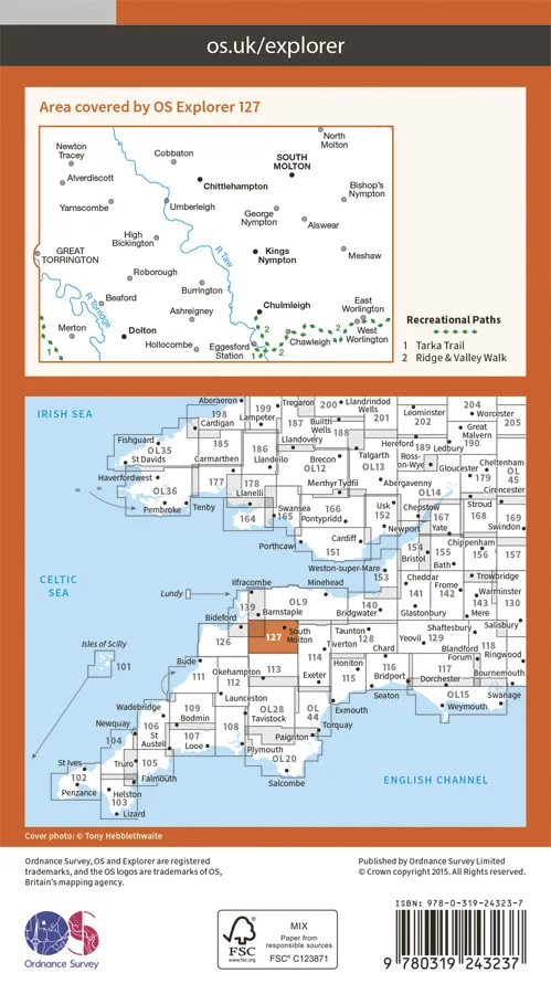 OS Explorer - 127 - South Molton & Chulmleigh - Image 2