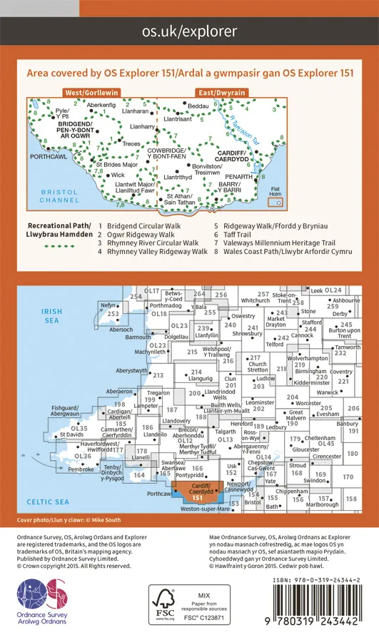 OS Explorer - 151 - Cardiff & Bridgend - Image 2