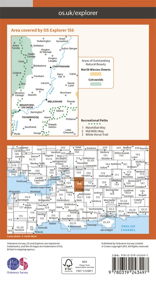 OS Explorer - 156 - Chippenham & Bradford-on-Avon - Image 2