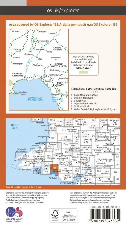 OS Explorer - 165 - Swansea/Abertawe - Image 2