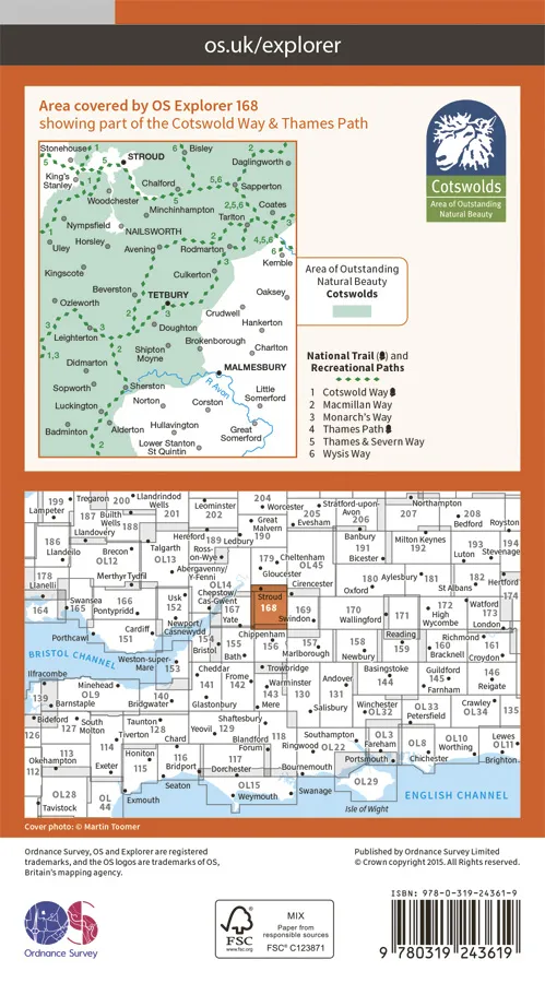 OS Explorer - 168 - Stroud, Tetbury & Malmesbury - Image 2