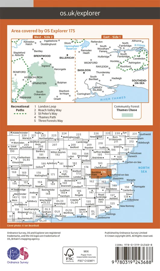 OS Explorer - 175 - Southend-on-Sea & Basildon - Image 2