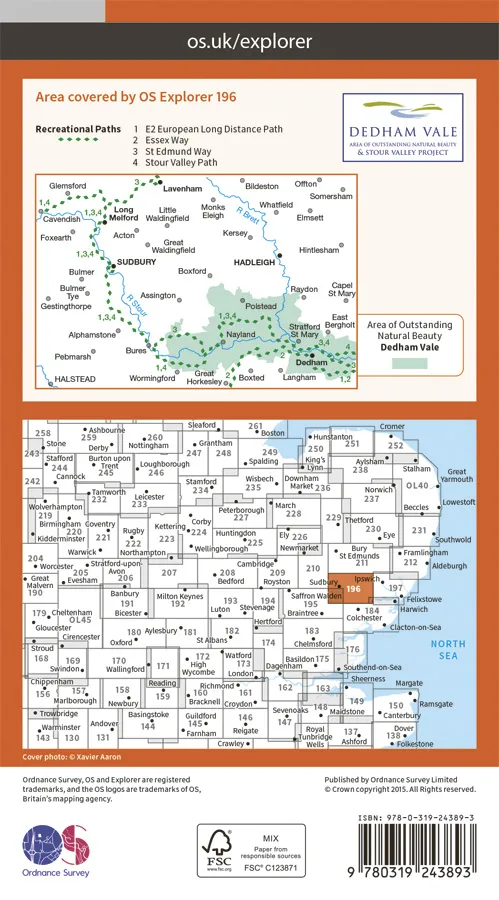 OS Explorer - 196 - Sudbury, Hadleigh & Dedham Vale - Image 2