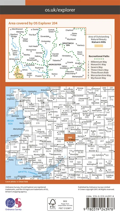 OS Explorer - 204 - Worcester & Droitwich Spa - Image 2