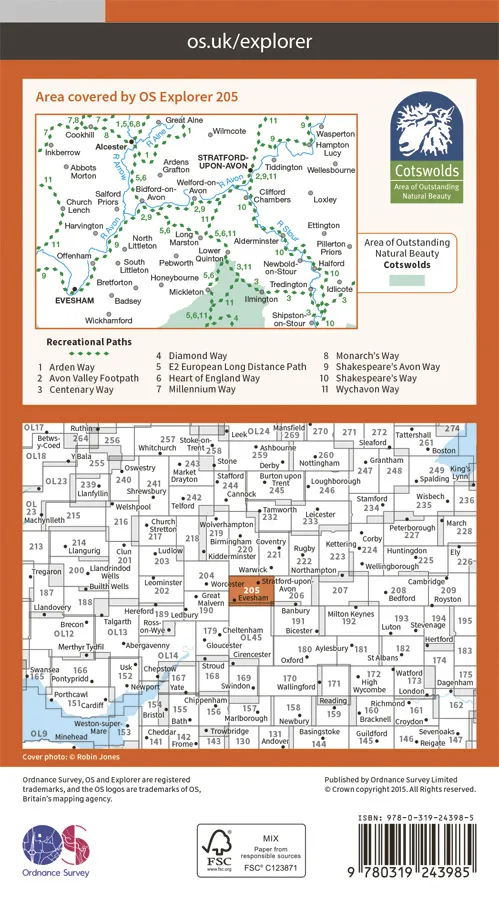 OS Explorer - 205 - Stratford-upon-Avon & Evesham - Image 2