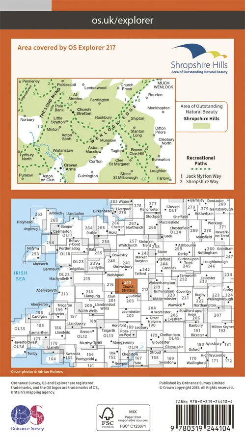 OS Explorer - 217 - The Long Mynd & Wenlock Edge - Image 2