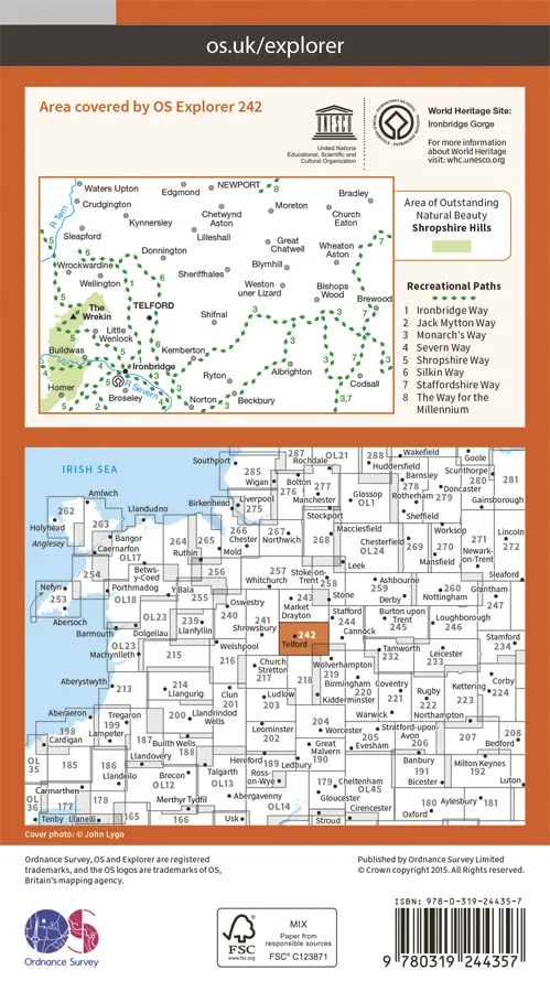 OS Explorer - 242 - Telford, Ironbridge & The Wrekin - Image 2