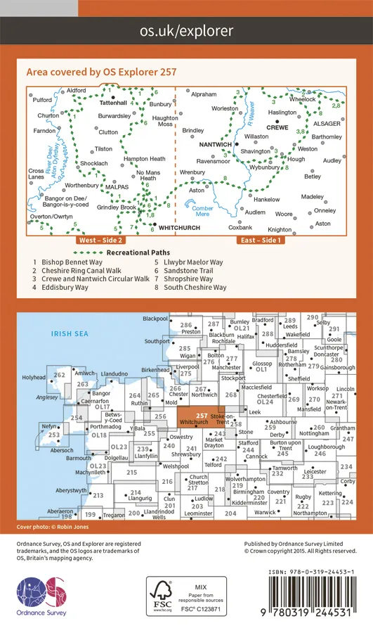 OS Explorer - 257 - Crewe & Nantwich - Image 2