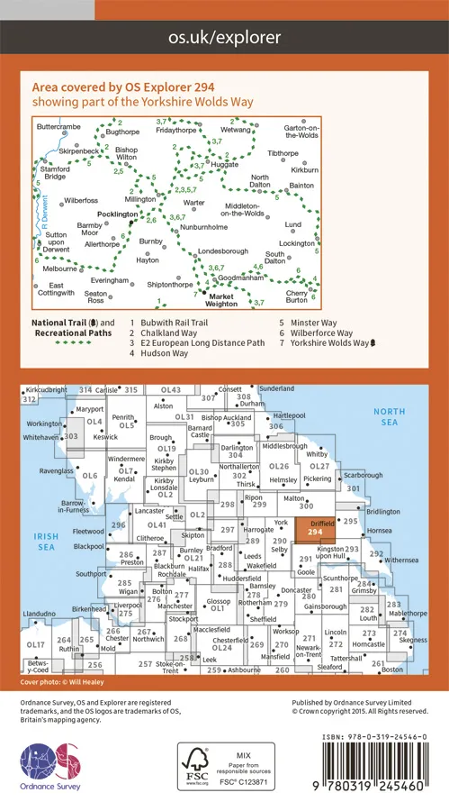 OS Explorer - 294 - Market Weighton & Yorkshire Wolds Central - Image 2