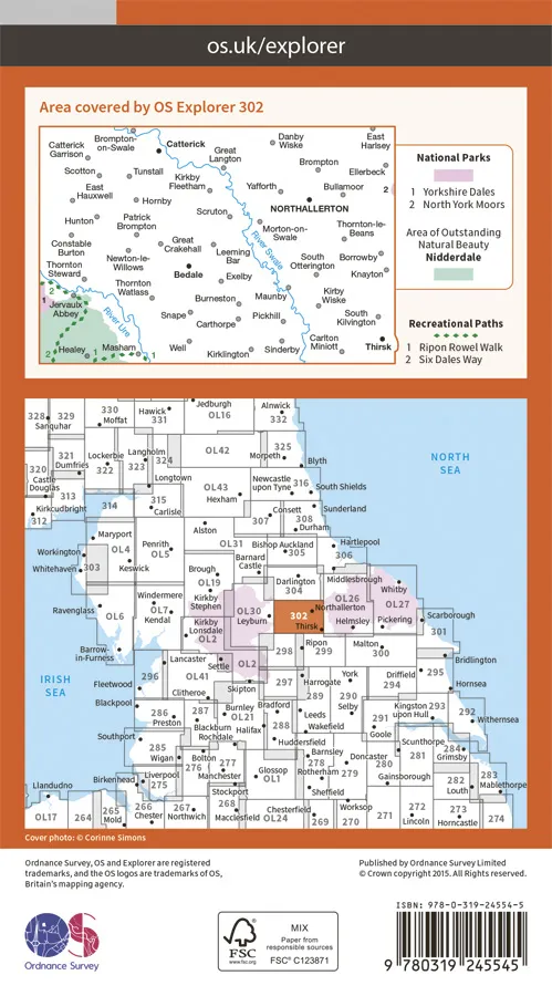 OS Explorer - 302 - Northallerton & Thirsk - Image 2
