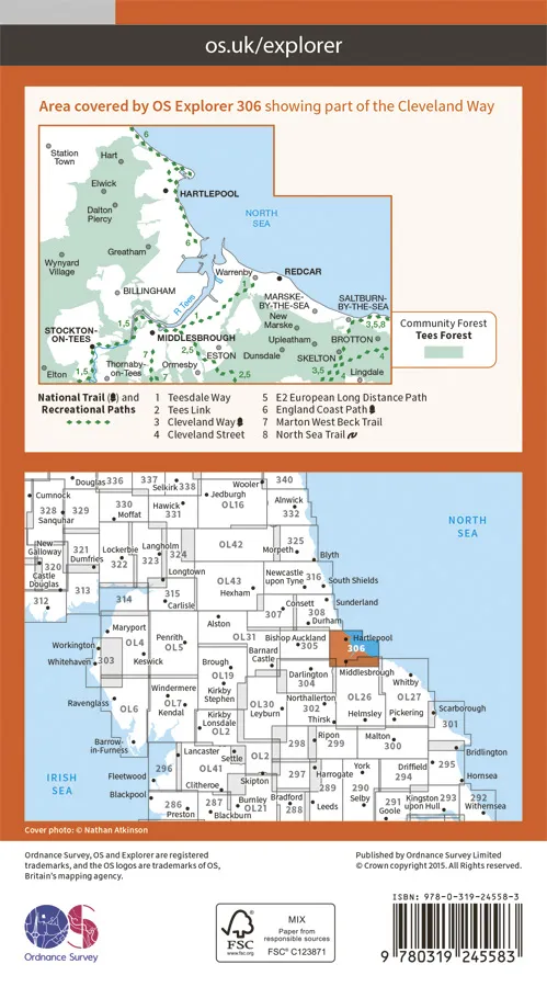 OS Explorer - 306 - Middlesbrough & Hartlepool - Image 2