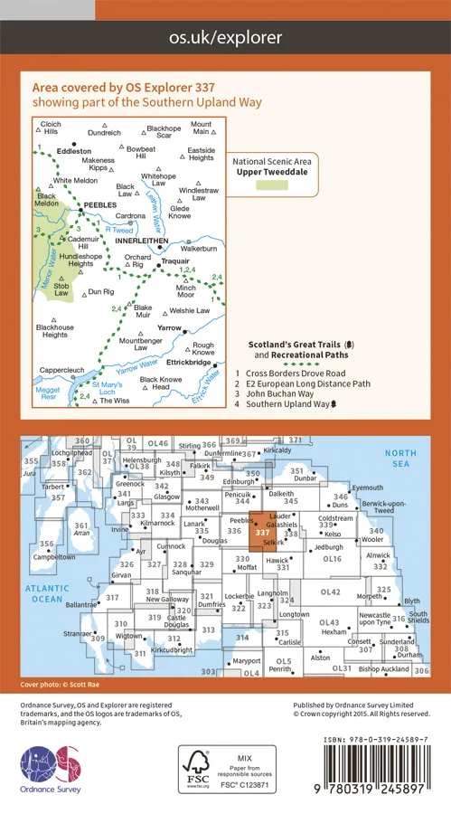 OS Explorer - 337 - Peebles & Interleithen - Image 2