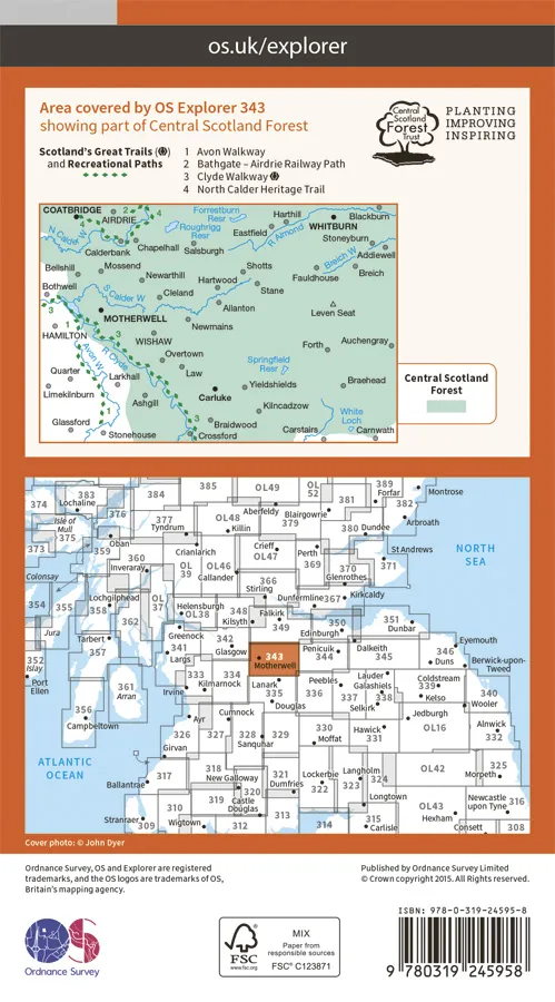 OS Explorer - 343 - Motherwell & Coatbridge - Image 2