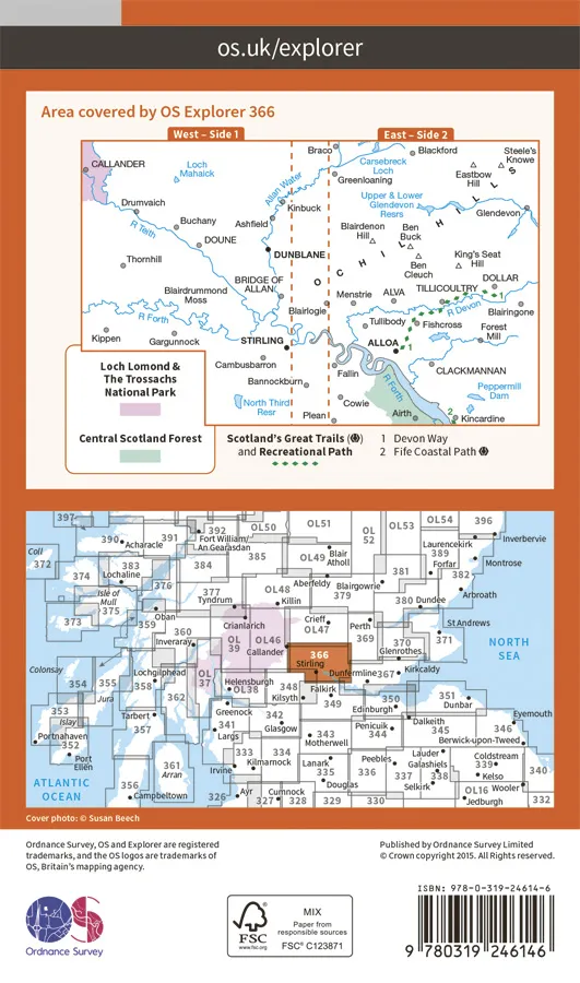 OS Explorer - 366 - Stirling & Ochil Hills West - Image 2