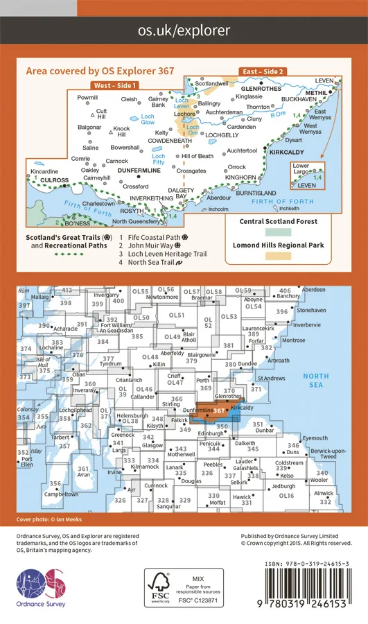 OS Explorer - 367 - Dunfermline, Kirkcaldy & Glenrothes South - Image 2