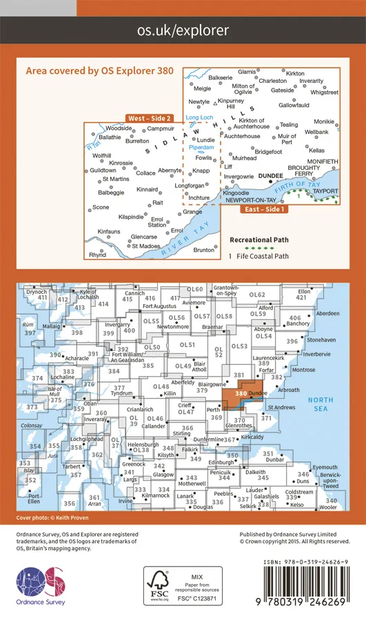 OS Explorer - 380 - Dundee & Sidlaw Hills - Image 2