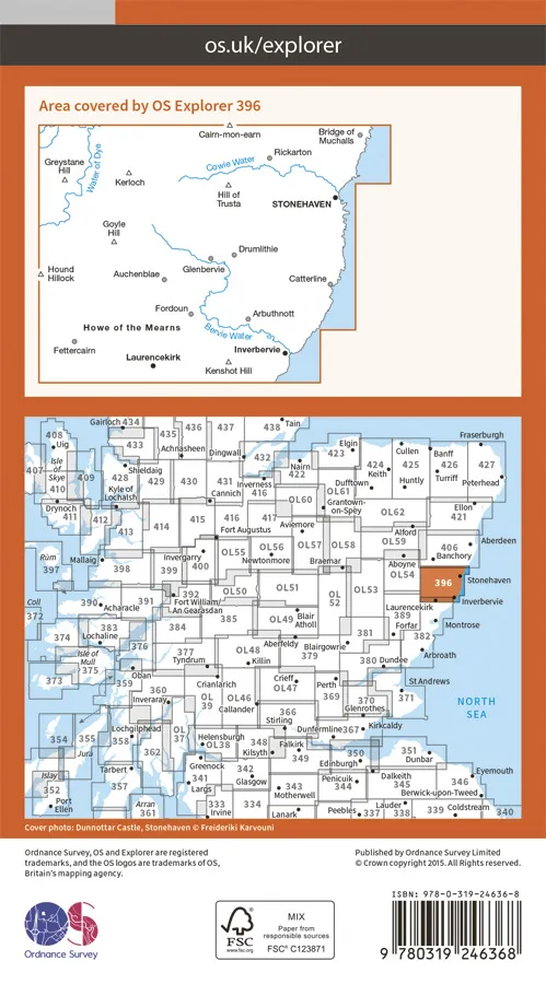 OS Explorer - 396 - Stonehaven, Inverbervie & Laurencekirk - Image 2