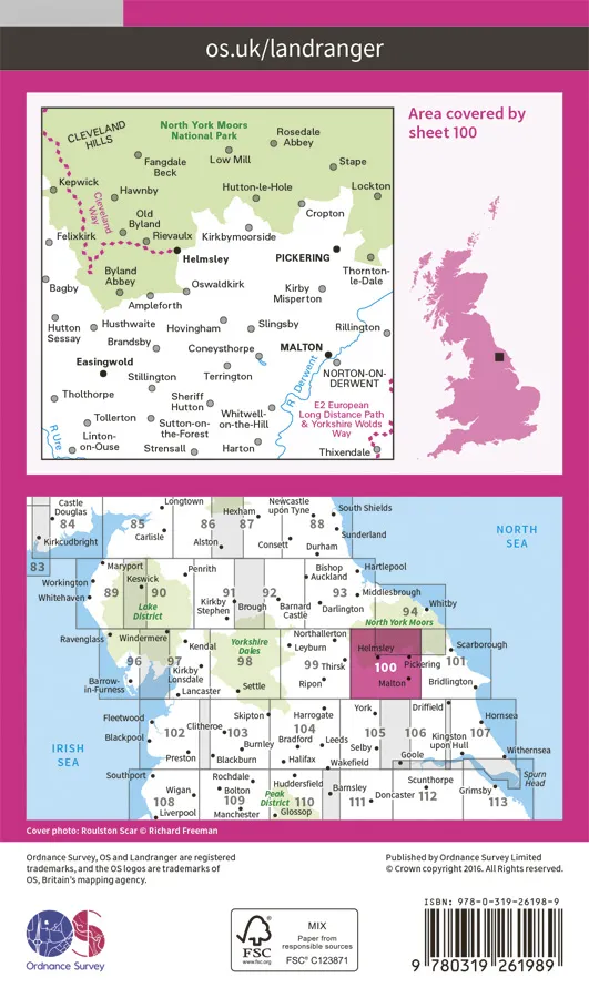 OS Landranger - 100 - Malton & Pickering, Helmsley & Easingwold - Image 2