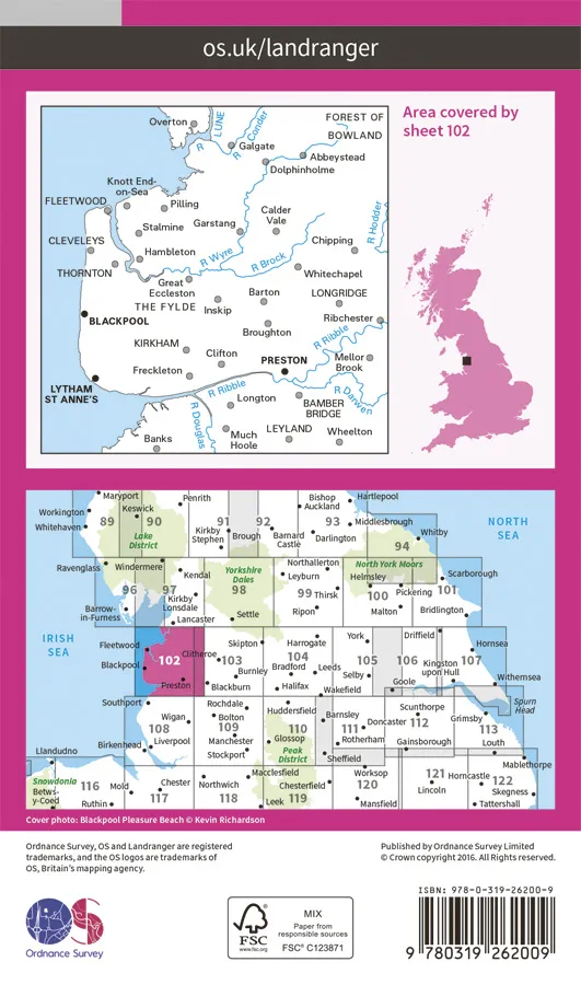 OS Landranger - 102 - Preston & Blackpool, Lytham - Image 2