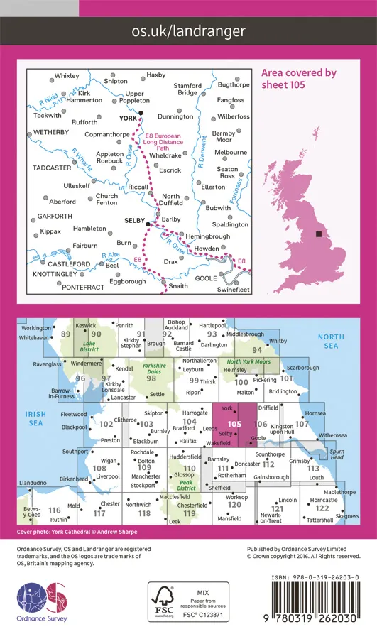 OS Landranger - 105 - York & Selby - Image 2