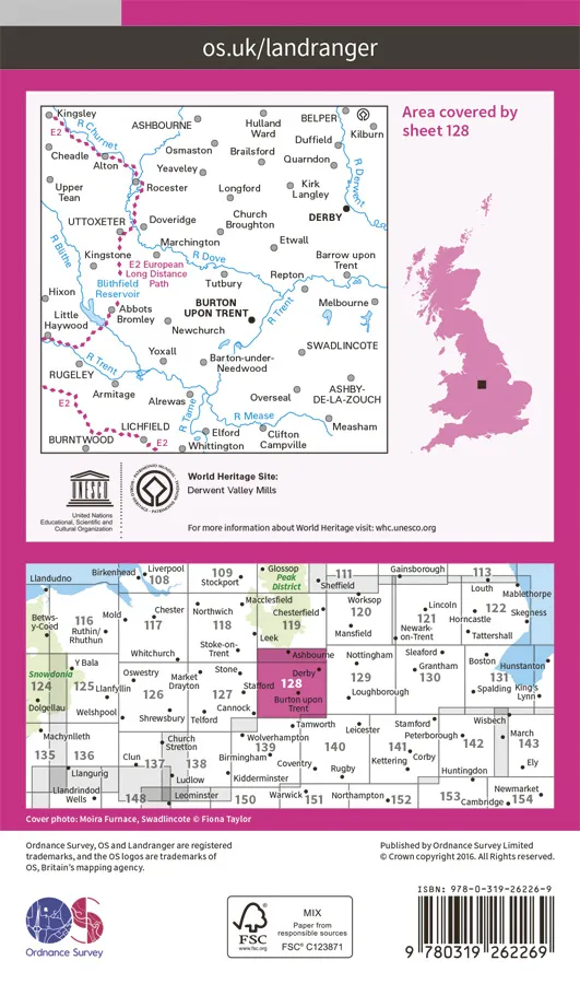 OS Landranger - 128 - Derby & Burton Upon Trent - Image 2