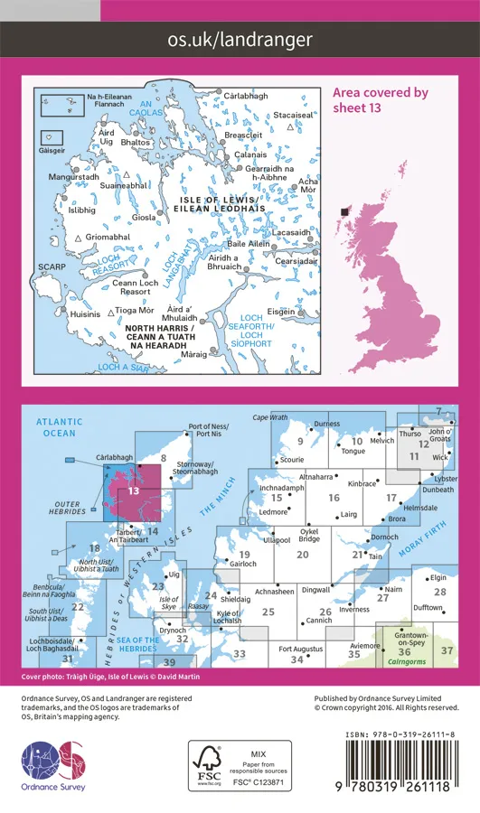 OS Landranger - 13 - West Lewis & North Harris - Image 2