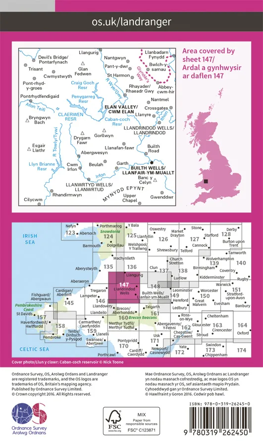 OS Landranger - 147 - Elan Valley & Builth Wells - Image 2