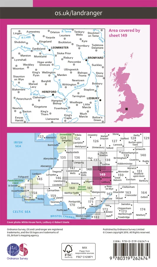 OS Landranger - 149 - Hereford & Leominster, Bromyard - Image 2