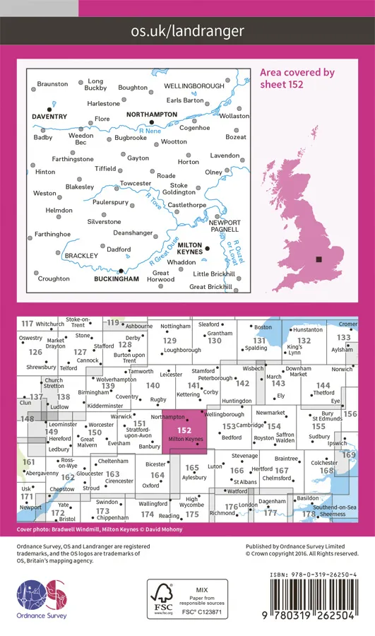 OS Landranger - 152 - Northampton & Milton Keynes, Buckingham - Image 2