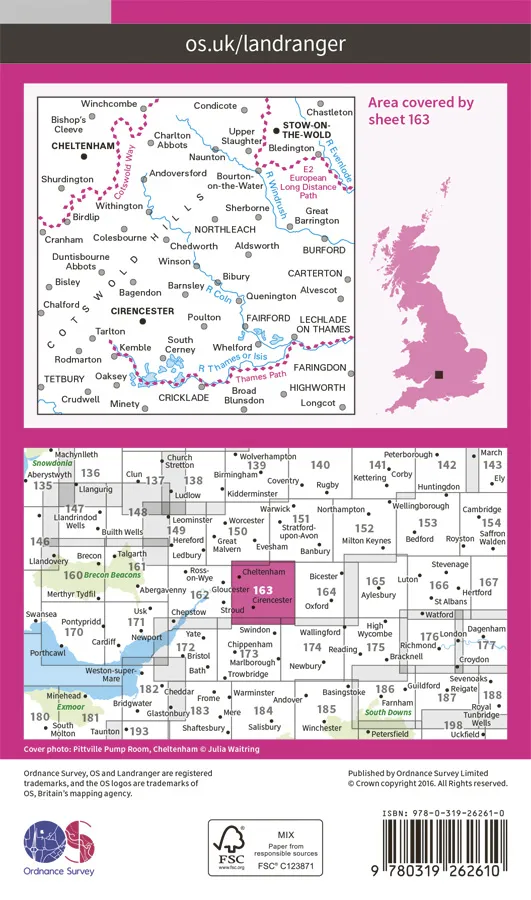 OS Landranger - 163 - Cheltenham & Cirencester - Image 2