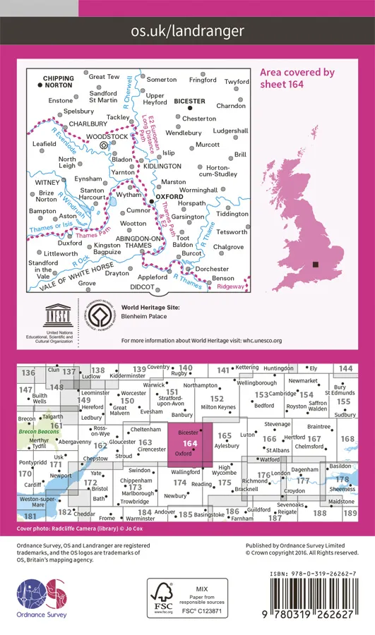 OS Landranger - 164 - Oxford, Chipping Norton & Bicester - Image 2