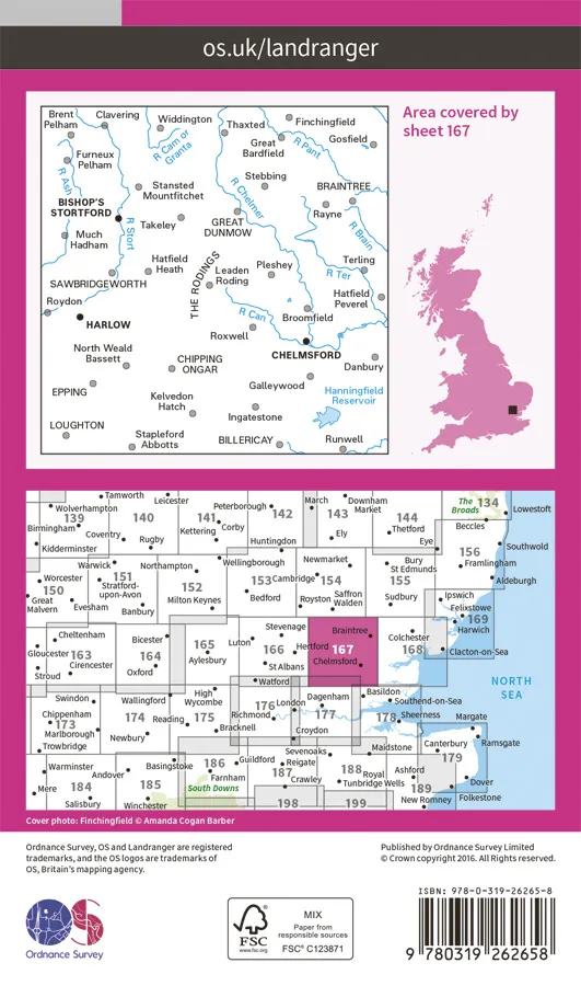 OS Landranger - 167 - Chelmsford, Harlow & Bishop’s Stortford - Image 2