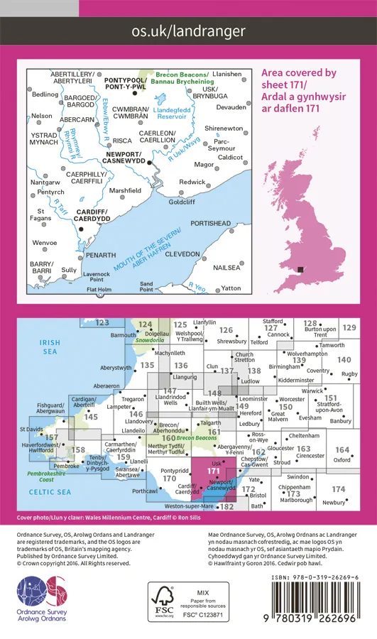 OS Landranger - 171 - Cardiff & Newport, Pontypool - Image 2
