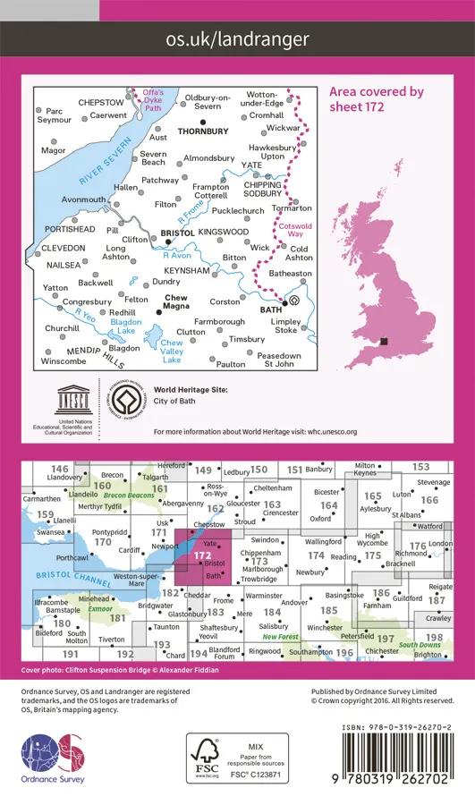 OS Landranger - 172 - Bristol & Bath, Thornbury - Image 2