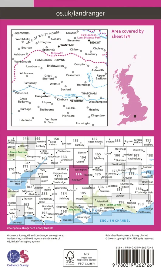 OS Landranger - 174 - Newbury & Wantage, Hungerford - Image 2