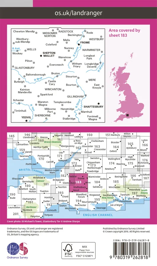 OS Landranger - 183 - Yeovil & Frome - Image 2