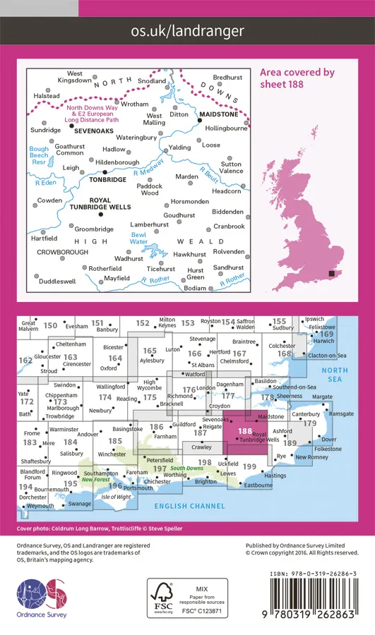 OS Landranger - 188 - Maidstone & Royal Tunbridge Wells - Image 2