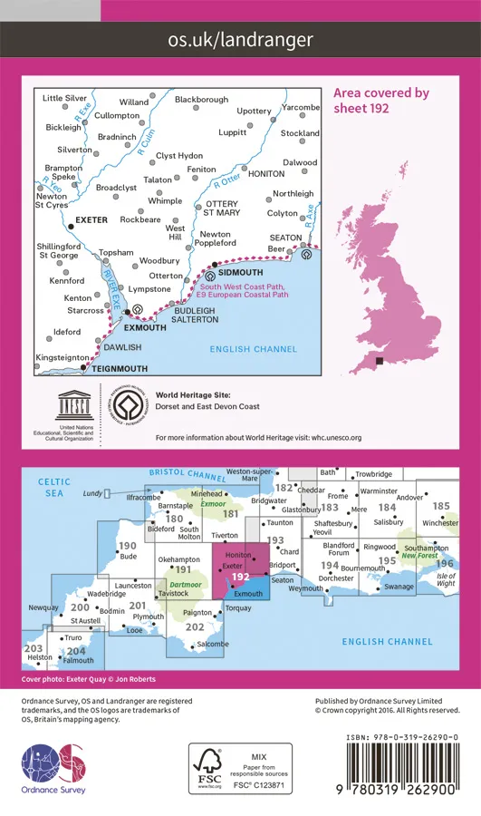 OS Landranger - 192 - Exeter & Sidmouth, Exmouth & Teignmouth - Image 2
