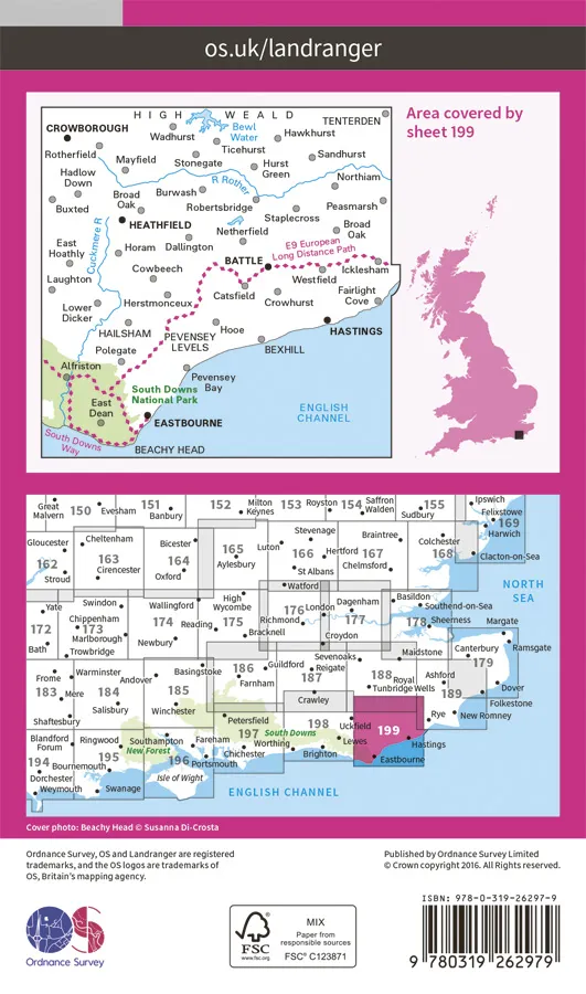 OS Landranger - 199 - Eastbourne & Hastings, Battle & Heathfield - Image 2