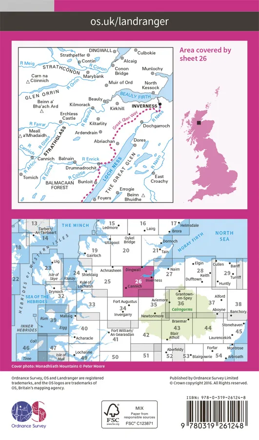 OS Landranger - 26 - Inverness & Loch Ness, Strathglass - Image 2