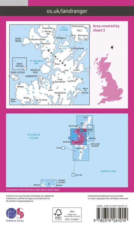 OS Landranger - 3 - Shetland – North Mainland - Image 2