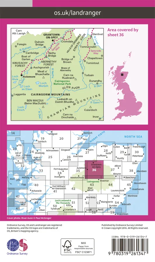 OS Landranger - 36 - Grantown, Aviemore & Cairngorm Mountains - Image 2