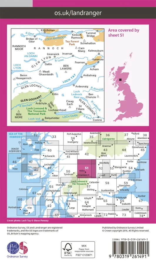 OS Landranger - 51 - Loch Tay & Glen Dochart - Image 2