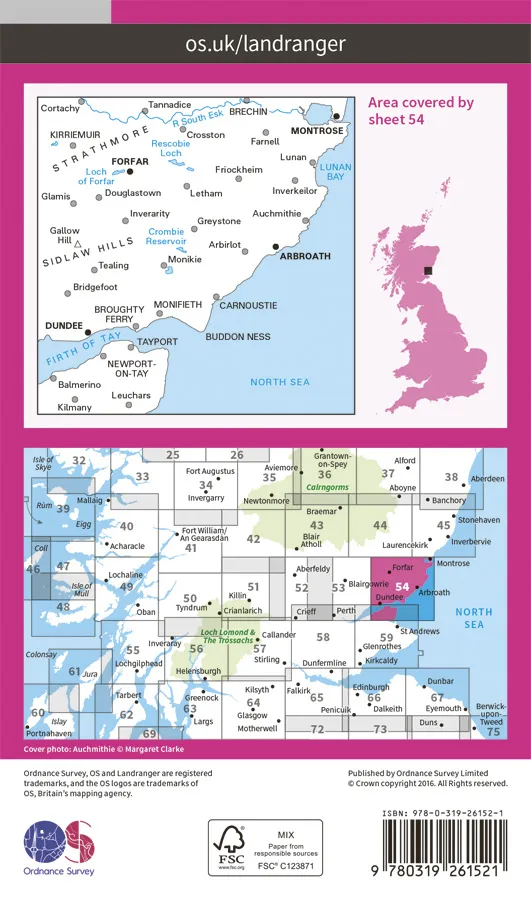 OS Landranger - 54 - Dundee & Montrose, Forfar & Arbroath - Image 2