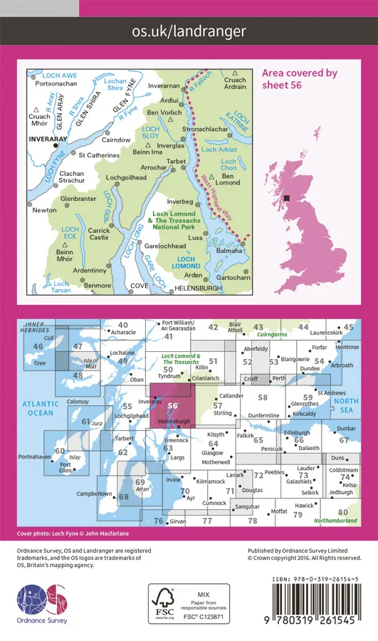 OS Landranger - 56 - Loch Lomond & Inveraray - Image 2
