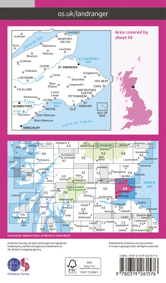 OS Landranger - 59 - St Andrews, Kirkcaldy & Glenrothes - Image 2
