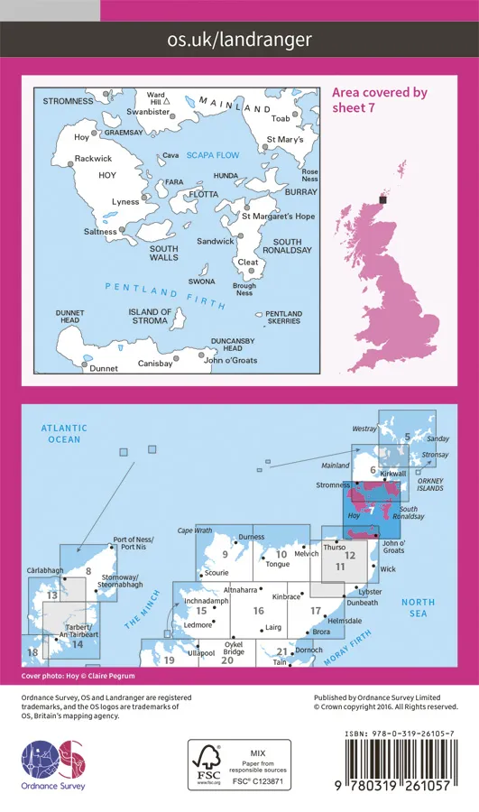 OS Landranger - 7 - Orkney – Southern Isles - Image 2