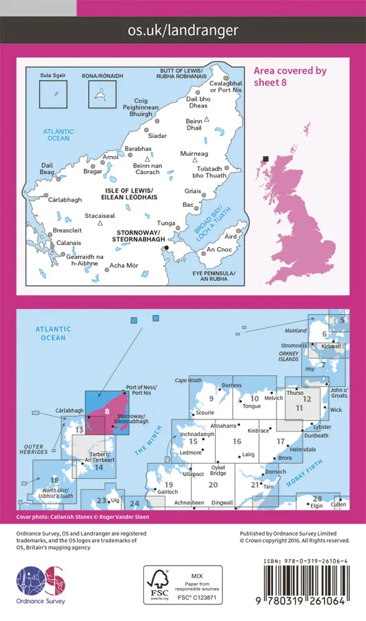 OS Landranger - 8 - Stornoway & North Lewis - Image 2